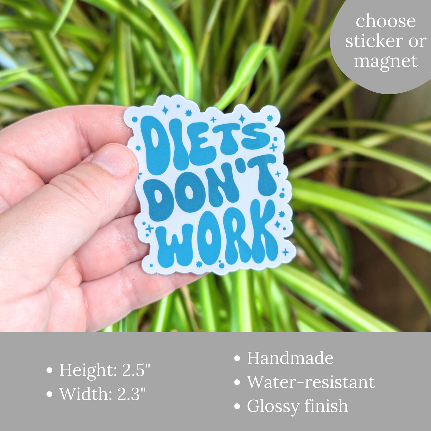 Diets Don't Work Sticker or  Magnet