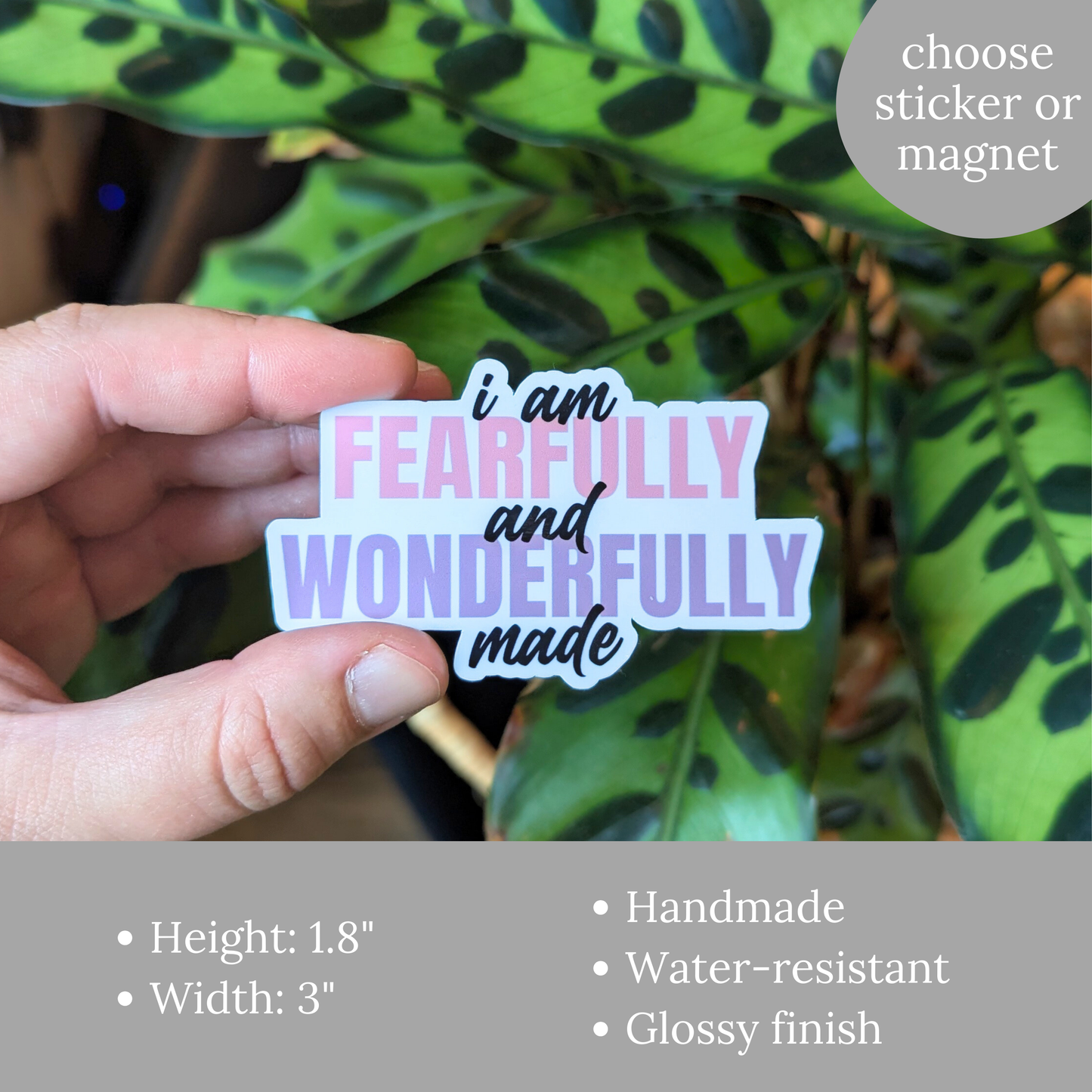 I Am Fearfully and Wonderfully Made Sticker or Magnet