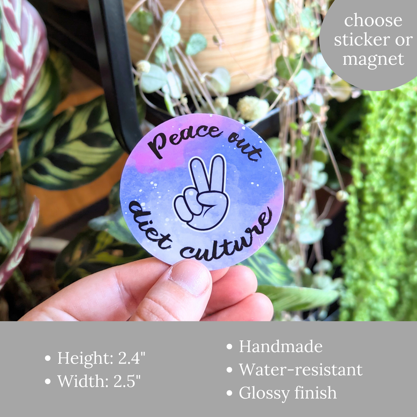 Peace Out Diet Culture Sticker or Magnet