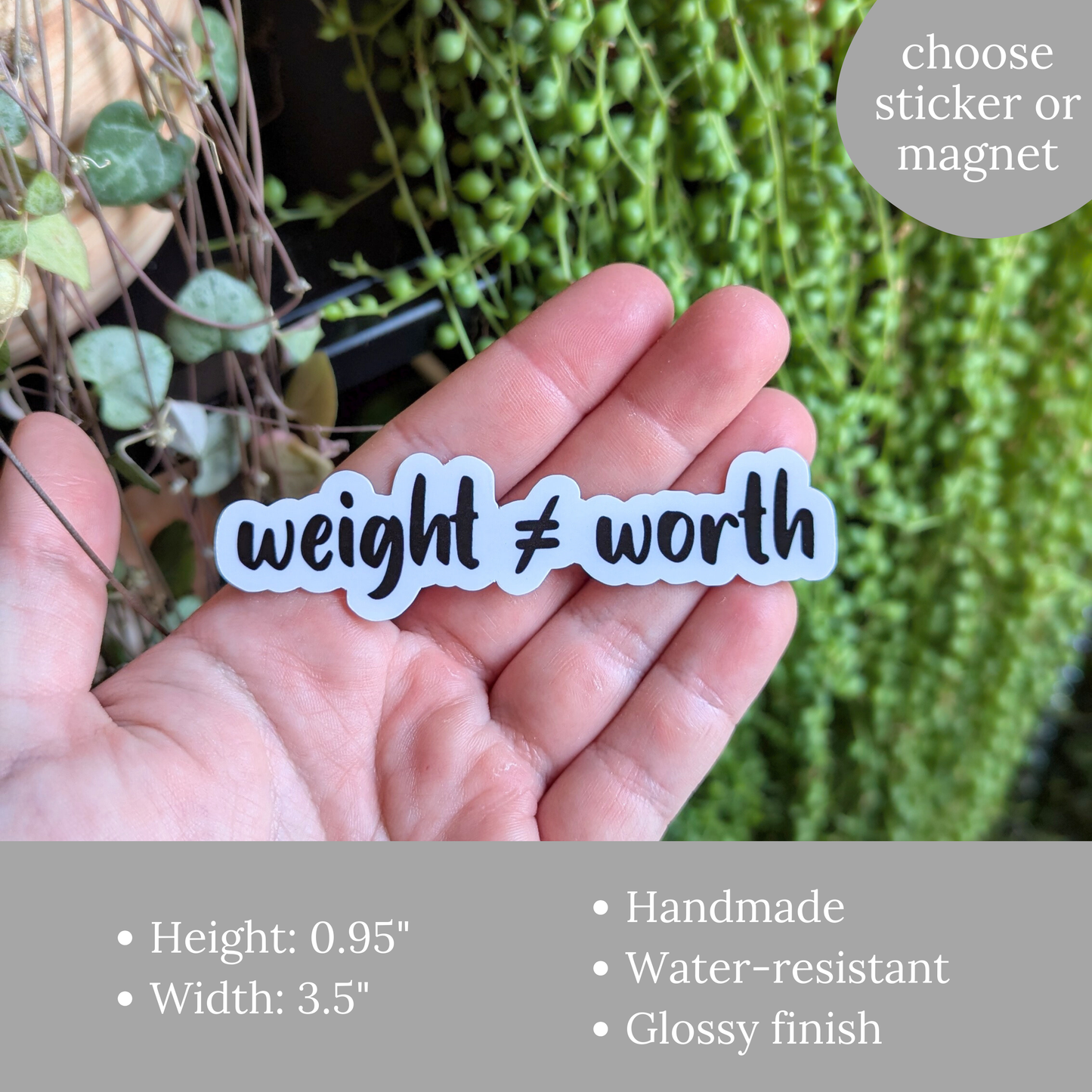 Weight Does Not Equal Worth Sticker or Magnet