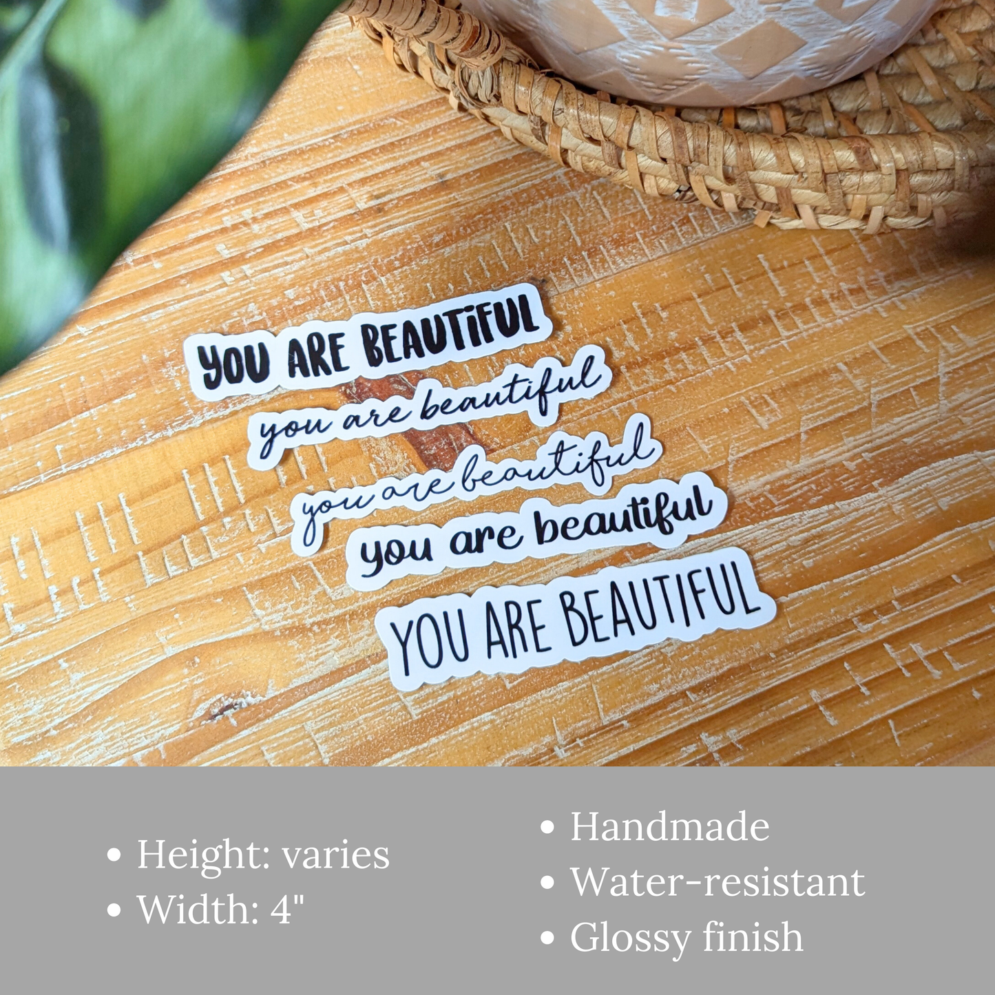 5 Piece Sticker Pack - You are Beautiful Stickers