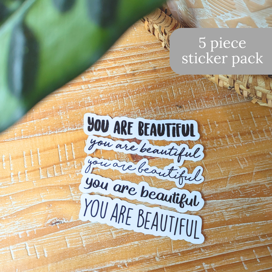 5 Piece Sticker Pack - You are Beautiful Stickers